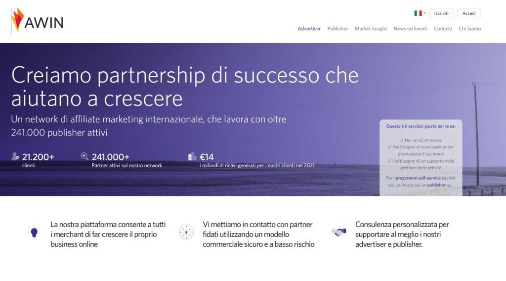 affiliate marketing italia awin