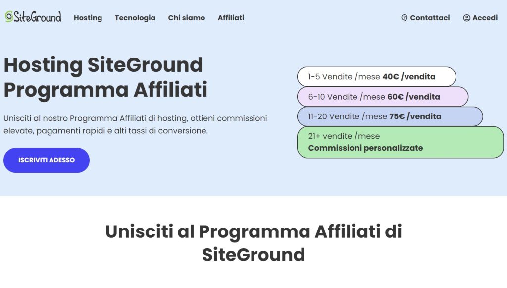 esempio affiliazione siteground